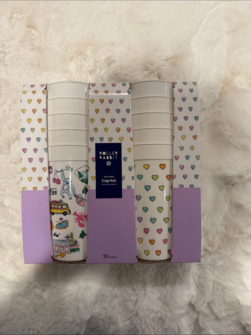 Roller Rabbit x Target White Disposable Cups with Multicolor Heart Pattern
